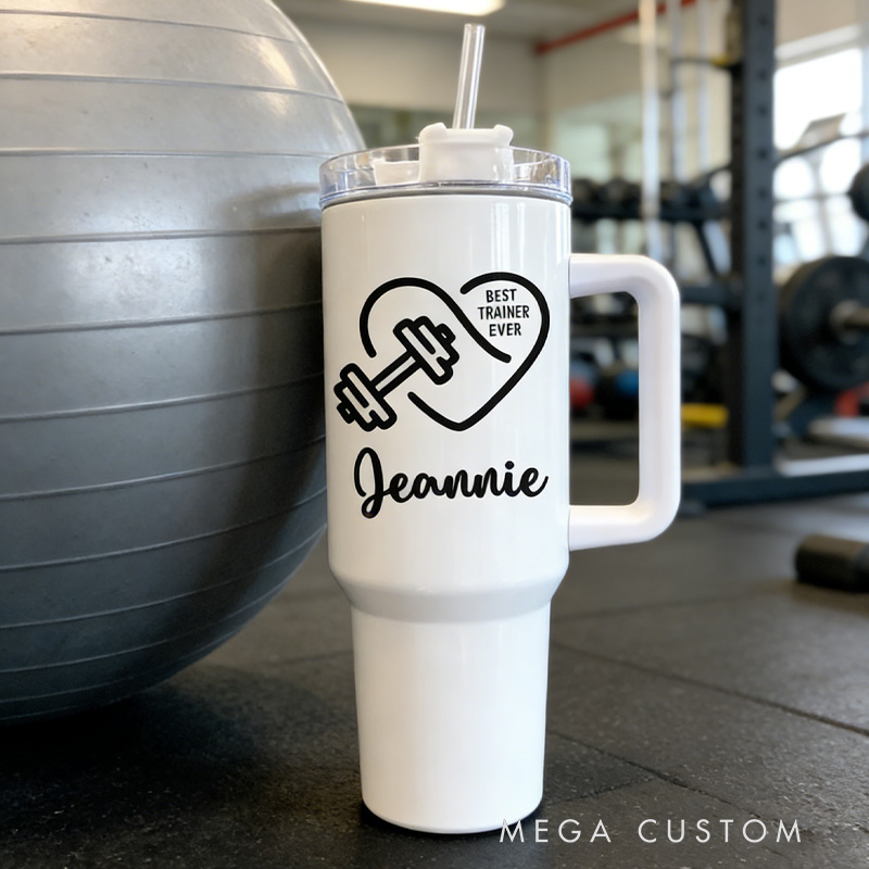 Personalized Fitness Tumbler Best Trainer Ever Exercise Group Fitness Instructor Gift for Gym Lovers
