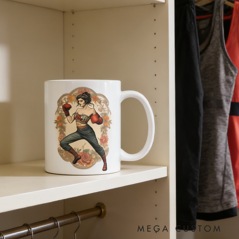 Personalized Couple Mug Fitness Gift Victorian Kickboxing Coffee Mug Vintage Gift Fitness Cup for Gym Lover