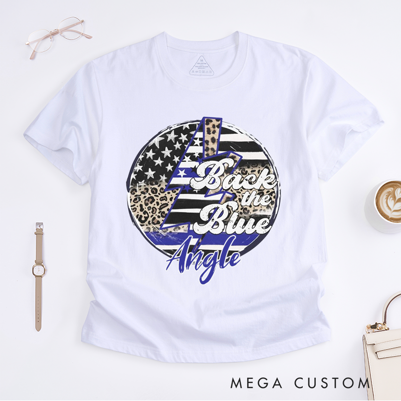 Personalized Police Stylish Back the Blue Graphic Design Gift for policewoman Police Officer T-Shirt