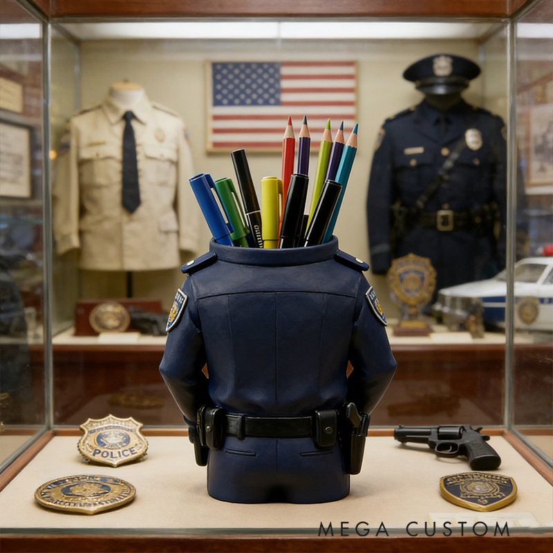 Police Officer Uniform Pencil Holder Law Enforcement Desk Organizer 3D Printed Cop Gift Police Academy Grad