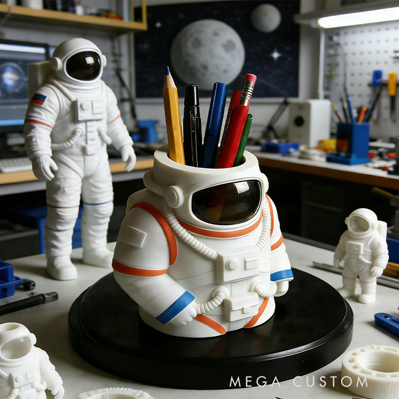 Astronaut 3D Printed Pen Holder - Space-Themed Desk Organizer for Stationery, Cute Decorative Storage Container
