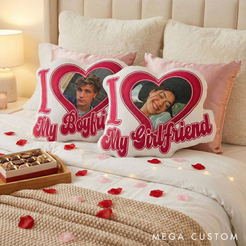 Personalized  I Love My Boyfriend Girlfriend Photo Pillow Custom Couple Valentine's Gift for Him Her Photo Pillow for Couple