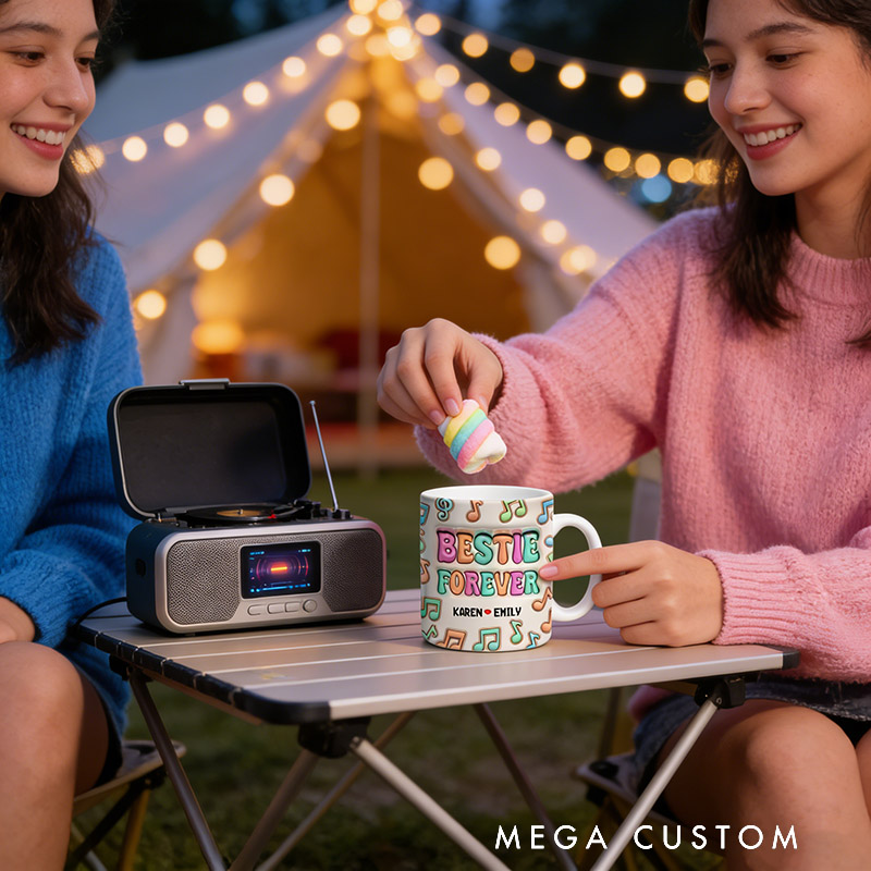 Personalized Mugs for Besties and Sisters Customizable Icons and Names Perfect Gift for Closest Friends Besties Sisters Music Lovers for Birthday Holiday