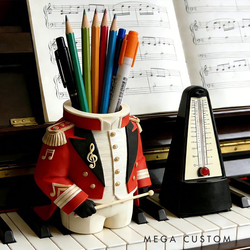 Marching Band Uniform 3D Printed Pen Holder - Music-Themed Desk Organizer