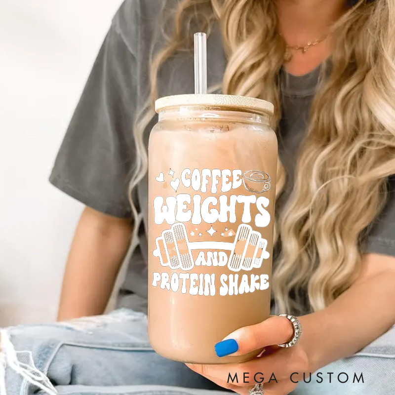 Personalized Gym Water Glasses Gym Lover Cup Beer Can Glass with lid straw Workout Iced Coffee Gift for Gym Girl