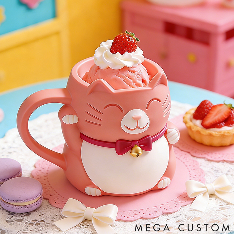 Personalized Cat Lover Bell Buddy Ice Cream Pint Holder 3D Printed with Spoon Slots & Snack Drawer for Cat Lover