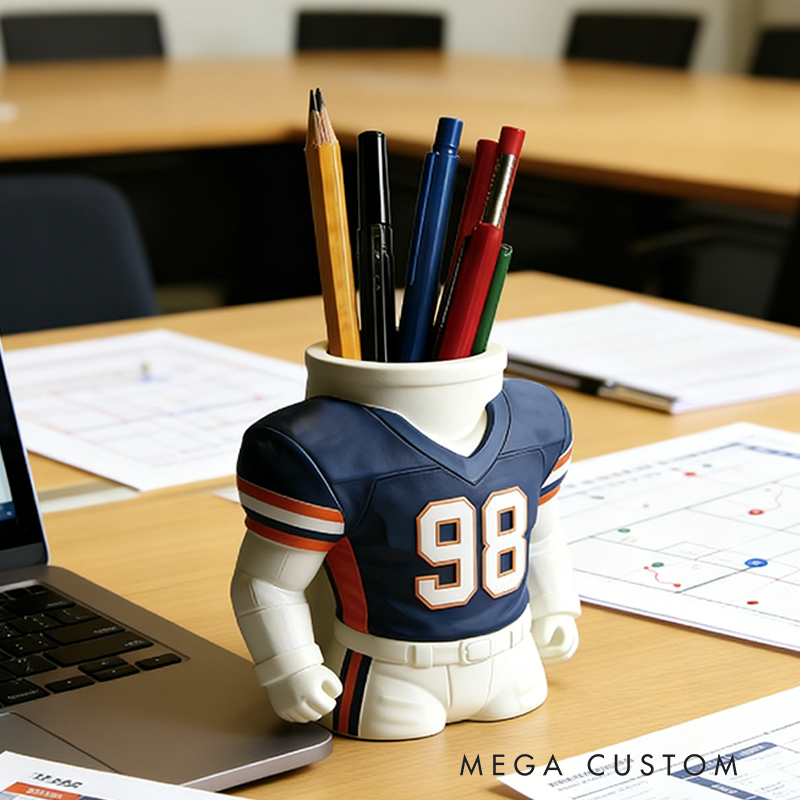 Football Jersey 3D Printed Pen Holder - Sports-Themed Desk Organizer for Stationery & Fan Decor