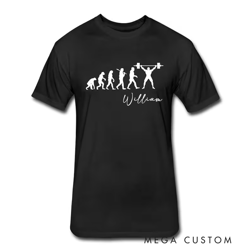 Personalized Evolution of Weightlifting Couple Classic T-Shirt with Name Weightlifting Gift Bodybuilding Powerlifting for Gym Lover