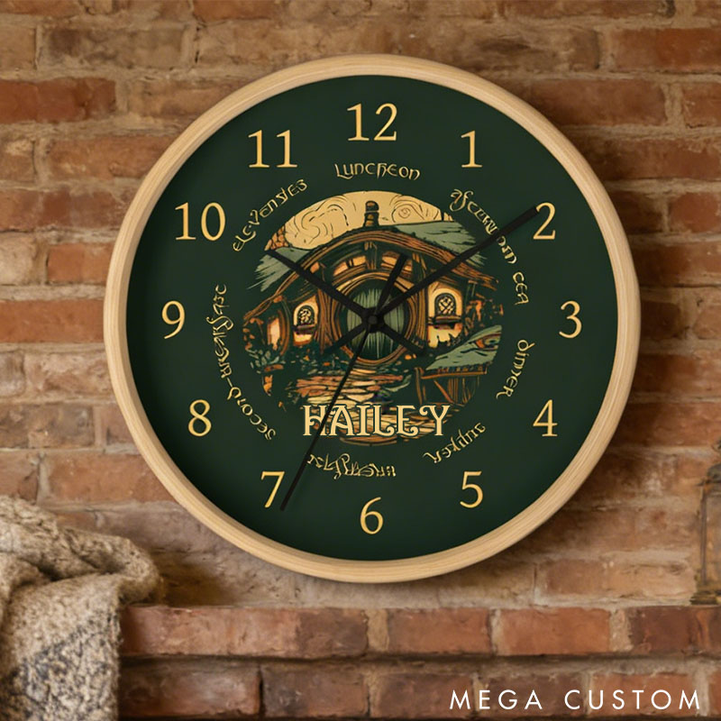 Personalized Meal Time Wall Clock Seven Meals Wall Clock Round Door Cottage Art Fantasy Valentine's Gift for Husband