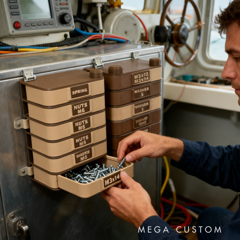 Stackable Hardware Organizer (Ammo Can Style) - 3D Printed Storage for Screws, Nuts & Washers