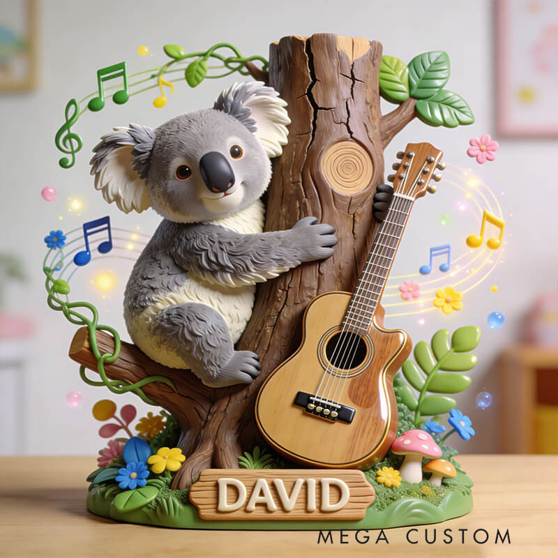 Personalized Koala Guitar Music Theme Ornament Desktop Figurine for Music Lovers Acrylic Plaque Gift for Kids Music Studio