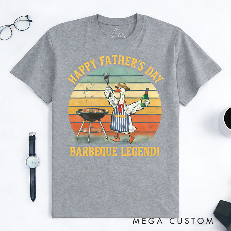 Personalized Barbeque Legend Goose Classic T-Shirts Baking Goose Tee with Name Father's Day Gift