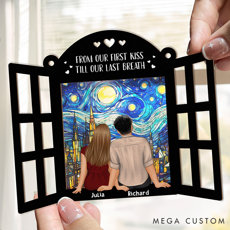 Personalized Window Hanging Suncatcher Ornament Custom Together Since Couples Window Frame Hanging Decor Valentine's Anniversary Gift