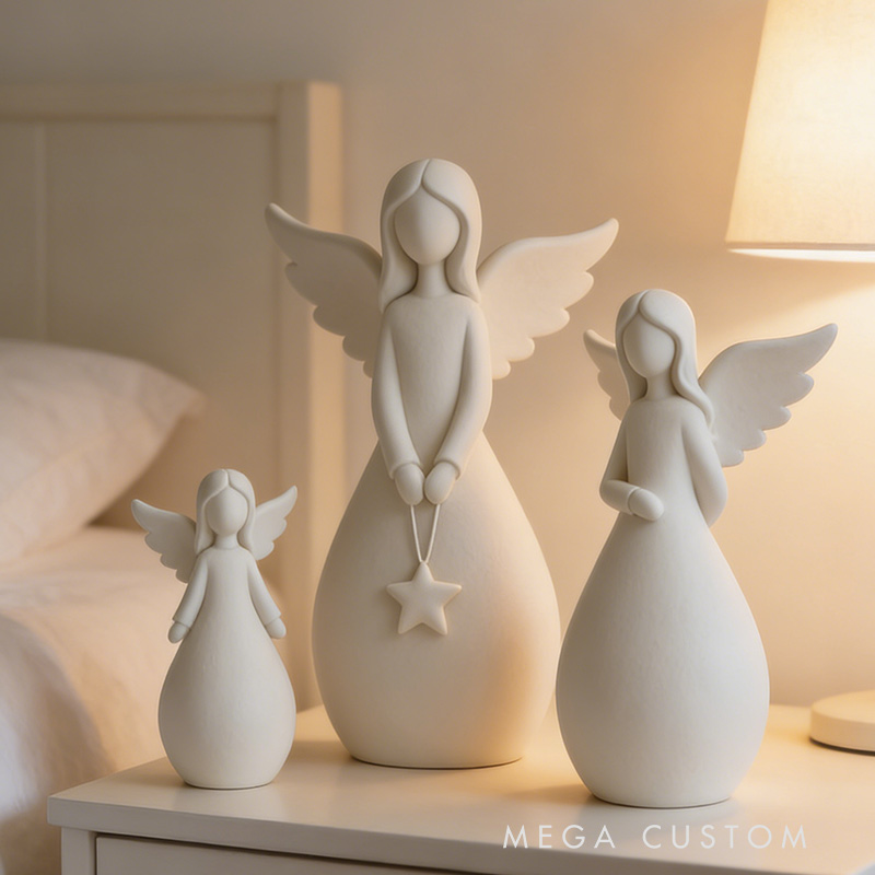 Personalized Angel Set 3D Printed Home Decor Spiritual Gift Prayer Space Gift Religious Home Decor for her