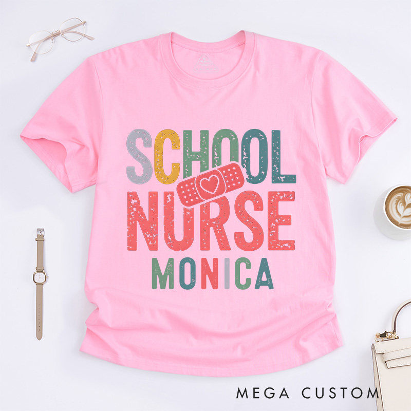 Personalized Nurse T-Shirts School Nurse Healing Hands Fashion Design T-Shirts