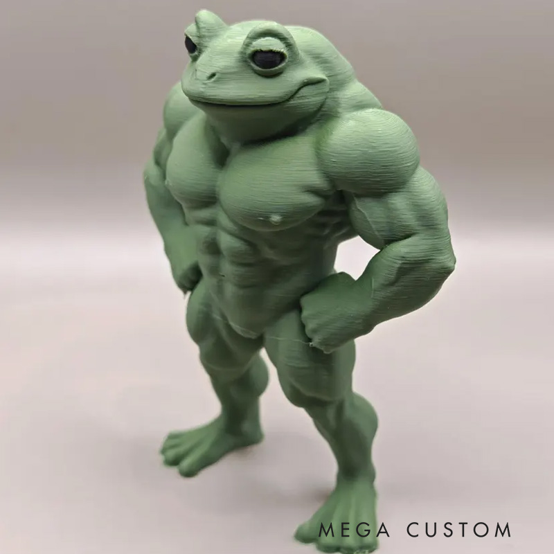 Personalized 3D Printed Hench Frog Muscular Gym Gift Desk Mascot Weightlifter Strength Trainer Desk Decor Gift for Friends Gym Rat Gym Lovers