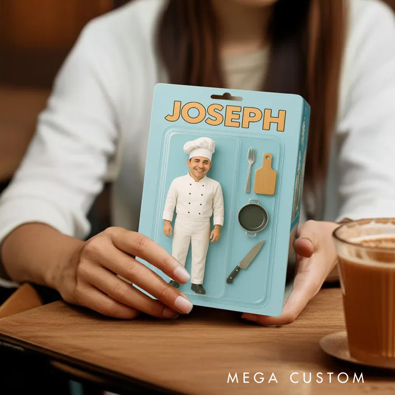 Personalized Photo Chef Action Figure Acrylic Block Plaque with Name Gift for Chef Baking Lovers Baker