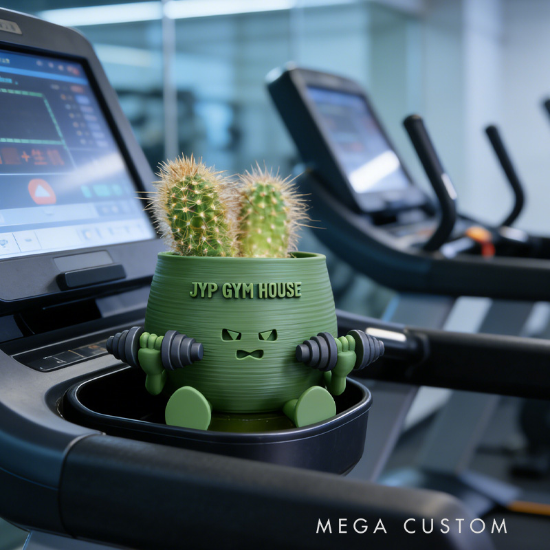 Personalized 3D Printed Official Happy Face Planter Plant Pot Weightlifter Strength Trainer Airplant Succulent Holder Gift for Friends Gym Rat Gym Lovers