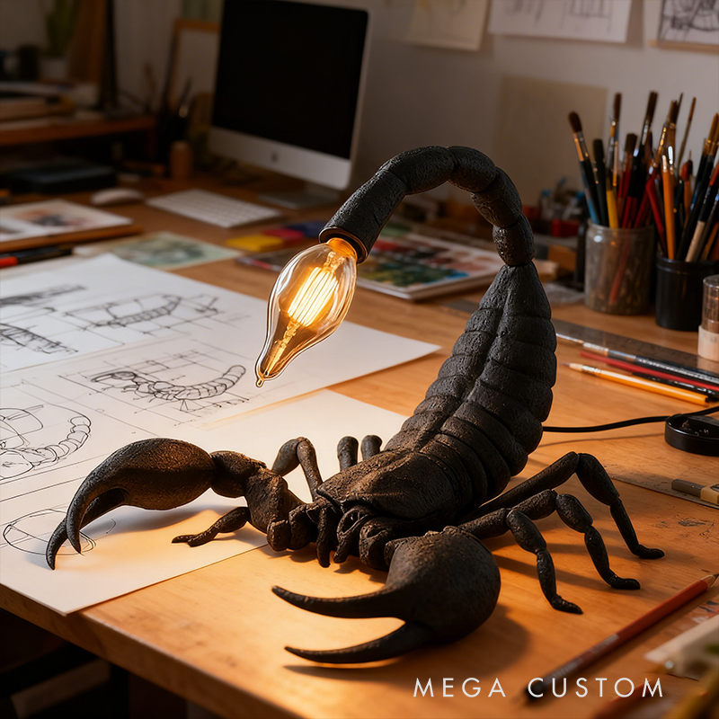 3D Printed Scorpion Desk Lamp - Realistic Animal-Shaped Accent Light for Home & Office