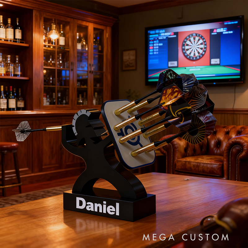 Personalized Custom Name 3D Printed Dart Holder - Personalized Warrior-Shaped Storage Stand for Darts