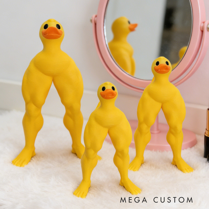 Personalized 3D Printed Funny Muscle Muscular Legs Duck Meme Desk Decor Birthday Gift for Friends Gym Rat Gym Lovers