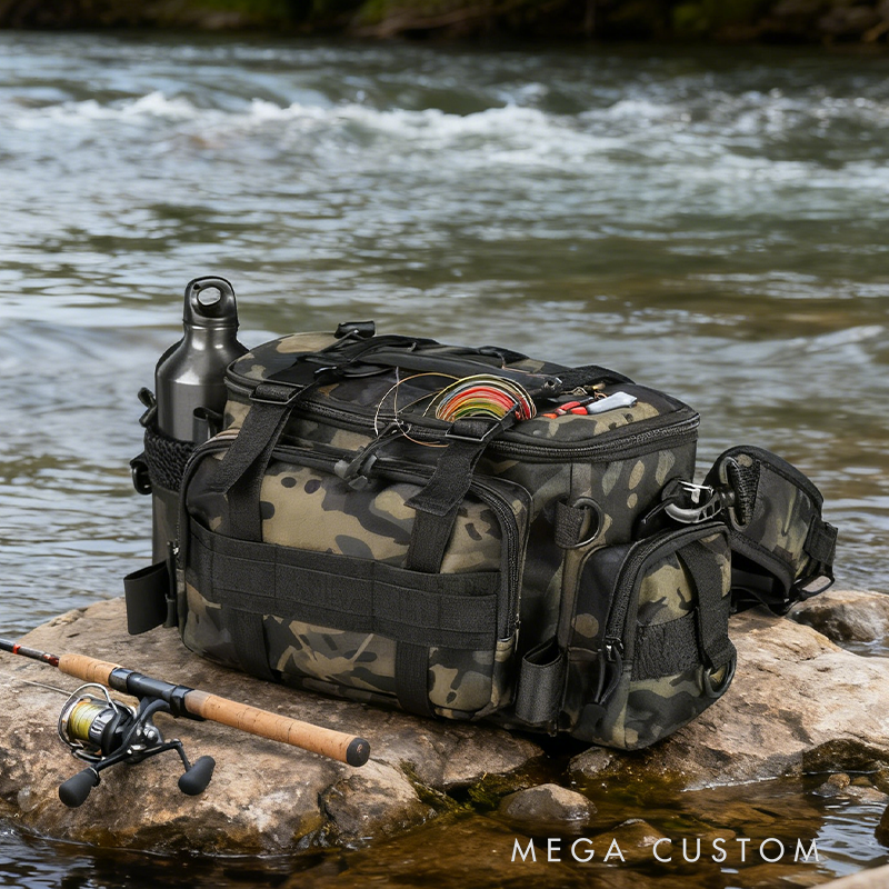 Personalized Camouflage Fishing Tackle Bag - Multi-Functional Gear Organizer with Lure & Tool Storage