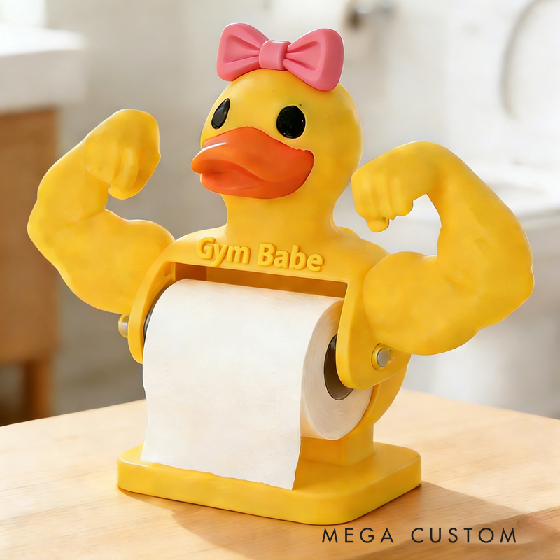 Personalized 3D Printed Funny Muscle Duck Toilet Paper Holder Weightlifter Design Funny Bathroom Decor Funny Bathroom Decor Gym Themed Fitness Inspired
