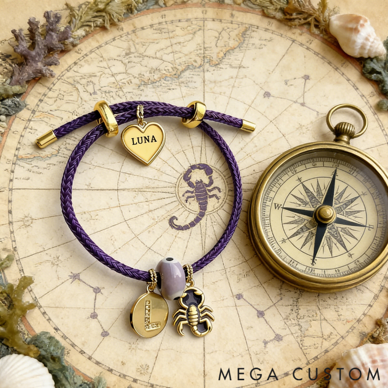 Personalized Zodiac Initials Couple Bracelet Engraved Constellation Charm Gift for Lovers Romantic Connection