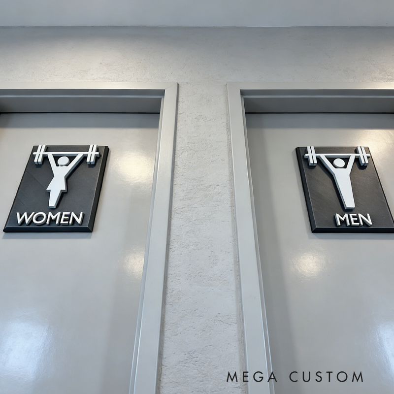 Personalized Gym Bathroom Signs 3D Printed Custom Fitness Gym CrossFit Personal Trainer Gift for Coach Trainer Gym Lover