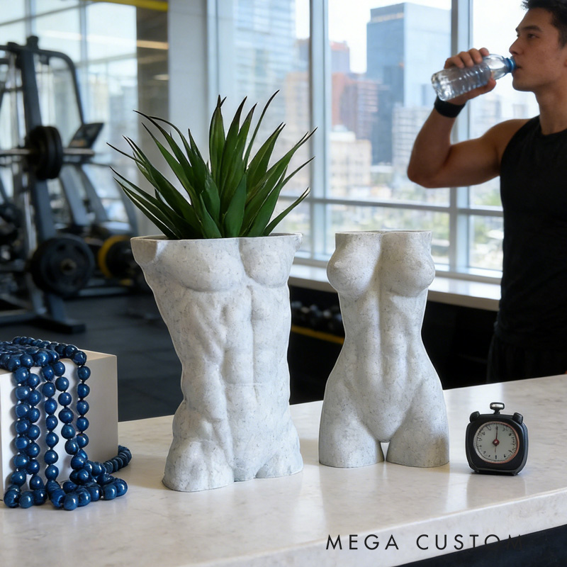 Personalized Fitness Male Female Couple Torso Planter 5 Modern Body Pot Air Plant Holder Home Decor Athlete Gift for Coach Trainer Gym Lover