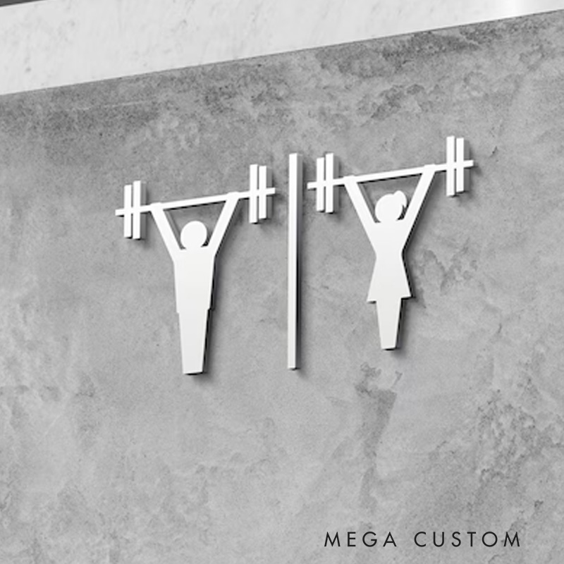Personalized Metal Gym Sign Male and Female Gym Bathroom Sign Weightlifting Gift for Gym Lovers