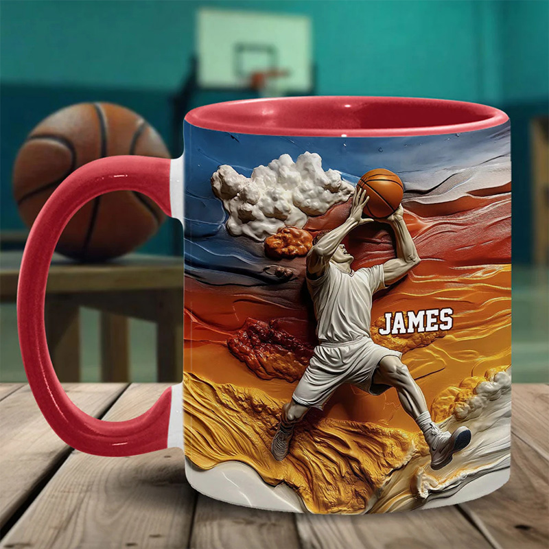 Personalized Basketball Accent Mug with Custom Name and Perfect Gift for Basketball Fans