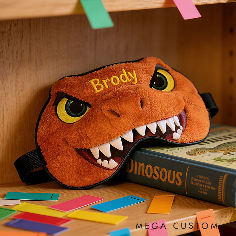 Tyrannosaurus rex  Personalized Tyrannosaurus Rex Whimsical Dinosaur Sleep Eye Mask Custom Eye Cover Comfortable Gift for Children