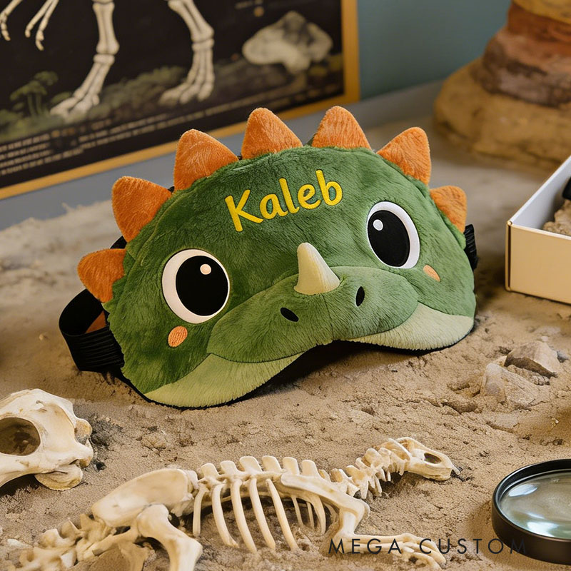 Personalized Stegosaurus Whimsical Dinosaur Sleep Eye Mask Custom Eye Cover Comfortable Gift for Children