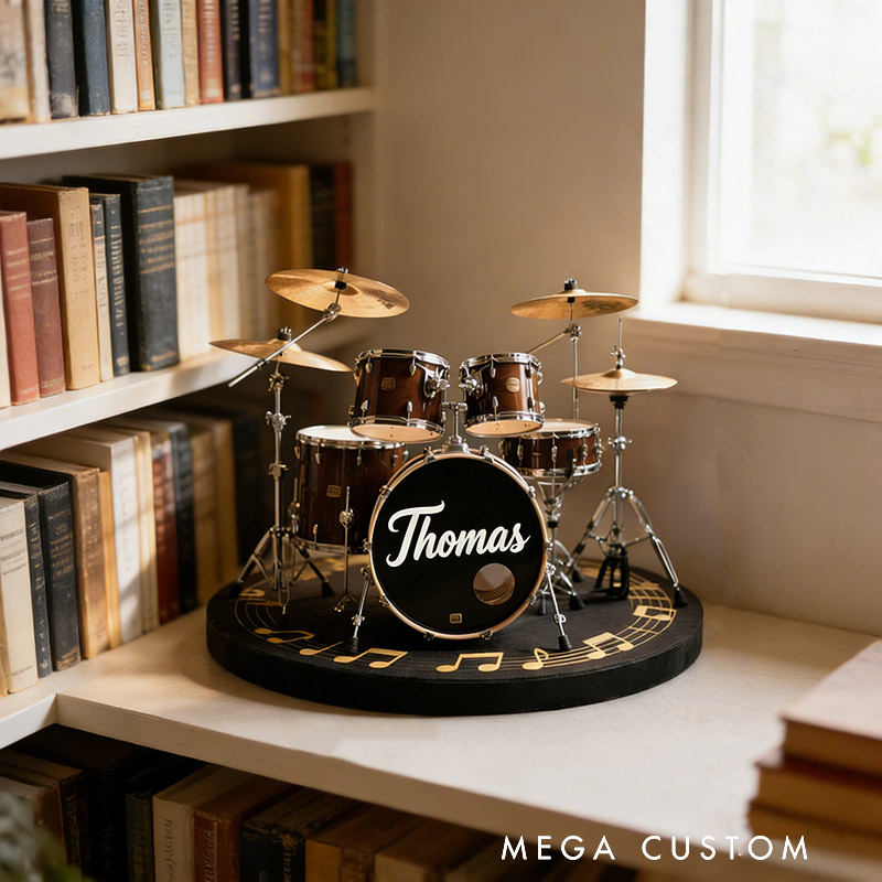 Personalized Mini Drum Set Desktop Figurine for Music Lovers Acrylic Plaque Gift for Room Music Studio