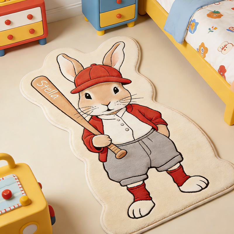 Personalized Bunny Baseball-Theme Custom Name Cute Baseball Rabbit for Kids