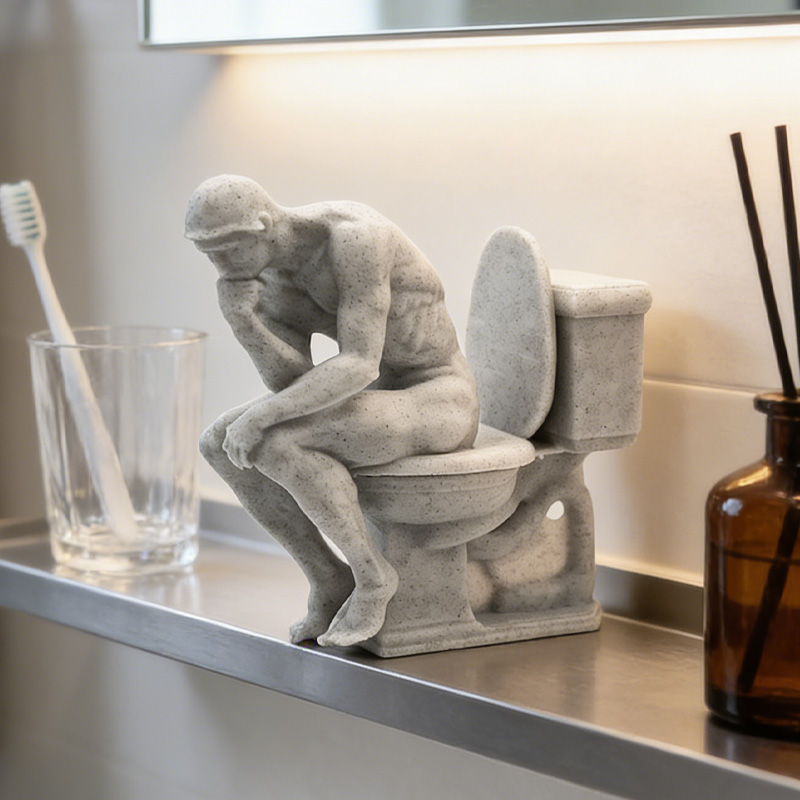Personalized Funny Gym 3D Printed The Thinker Bathroom Accessory Sitting Figure On Toliet Gag Gift for Coach Trainer Gym Lover