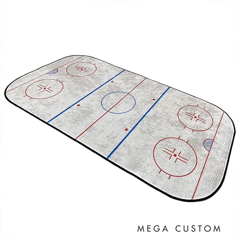 Personalized Hockey Rink Rug Custom Team Logo or Name Fun Play Mat for Kids to Inspire Creativity and Active Play  Gift For Ice Hockey Lovers