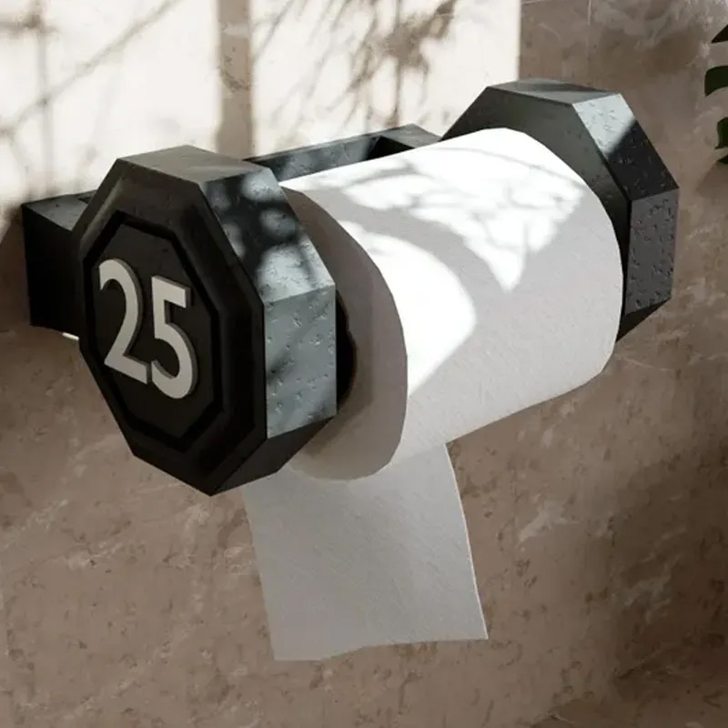 Personalized 3D Printed Dumbbell Toilet Paper Holder Weightlifter Design Funny Bathroom Decor Funny Bathroom Decor Gym Themed Fitness Inspired