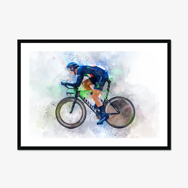 Personalized Bicycle Cartoon Portrait Watercolour Cyclist Gift Idea Cycling Present for Him