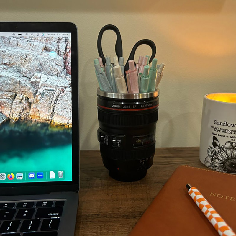 Personalized Camera Lens Pen Holder Gift for Photographer Desk Organizer for Photography Lover Office Pencil Cup Photography Accessories