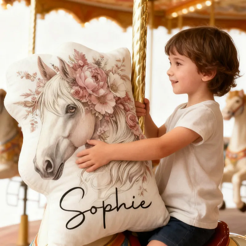 Personalized Floral Horse Graphic 3D Print Pillow Decor Equestrian Gifts for Riding Lovers Soft and Funny Home Decor