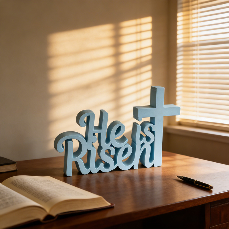 Personalized He is Risen Cross 3D Printed Home Decor Faith Gift Religious Gift Christian Easter Gift for Christians