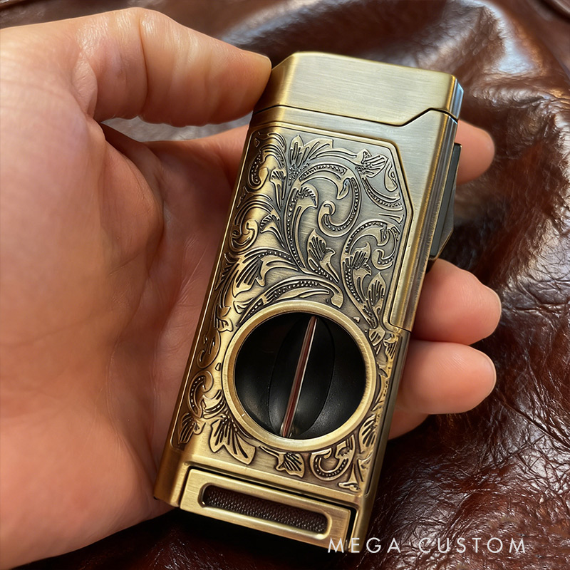 Personalized Cigar Torch Lighter 4 Jet Flame Refillable with Cigar Accessories Gift Box Valentine’s Day Dad Anniversary Gift for Him