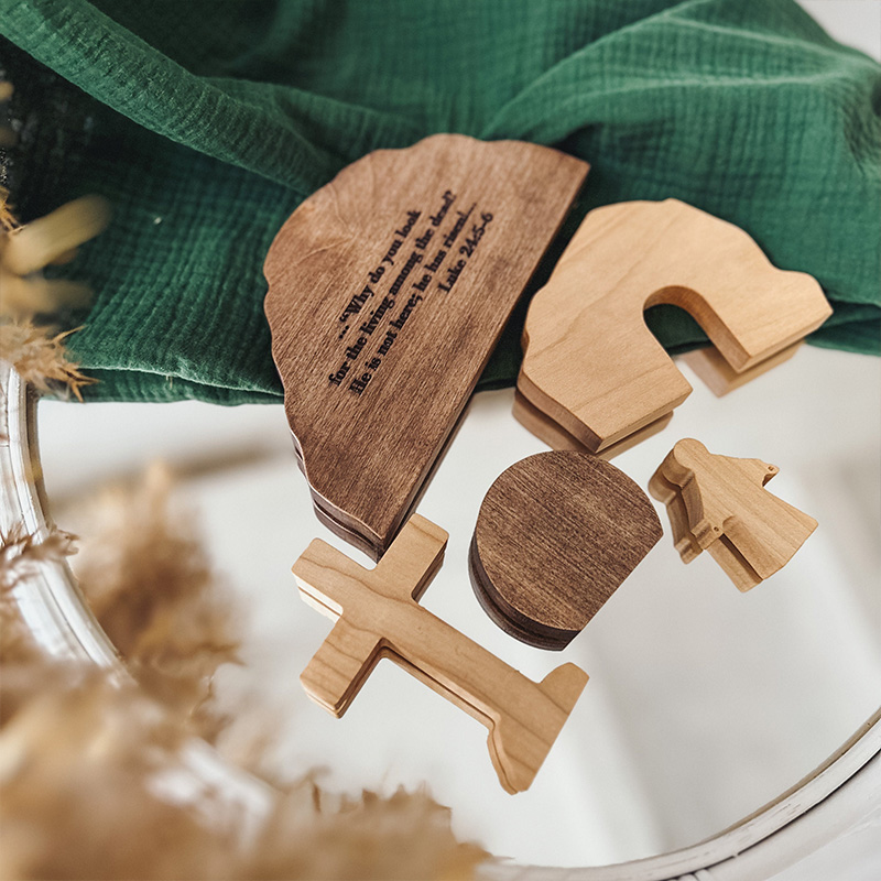 Personalized He is Risen Wooden Empty Tomb Scene with Custom Text Easter Decor Resurrection Scene Gift Christian Gift Easter Gift 