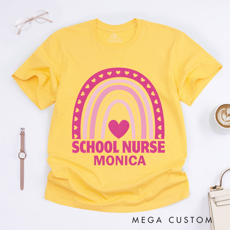 Personalized Nurse T-Shirts School Nurse Heartfelt Care Fashion Design T-Shirts