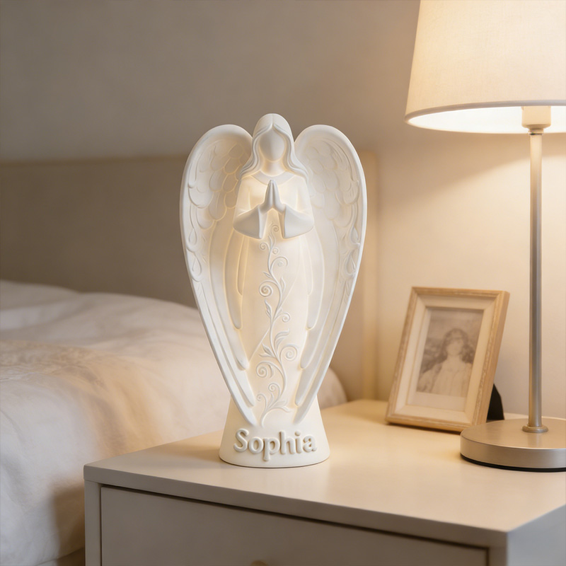 Personalized 3D Printed Light Up Angel Candle Holder with Custom Name Spiritual Gift Prayer Space Gift Religious Home Decor for her
