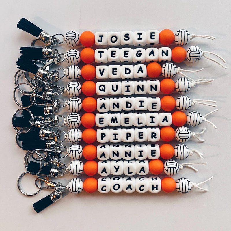 Personalized Sport Name Keychain Kids Sport Backpack Keychain Silicone Name Custom Name Keychain Soccer Football Volleyball Keychain
