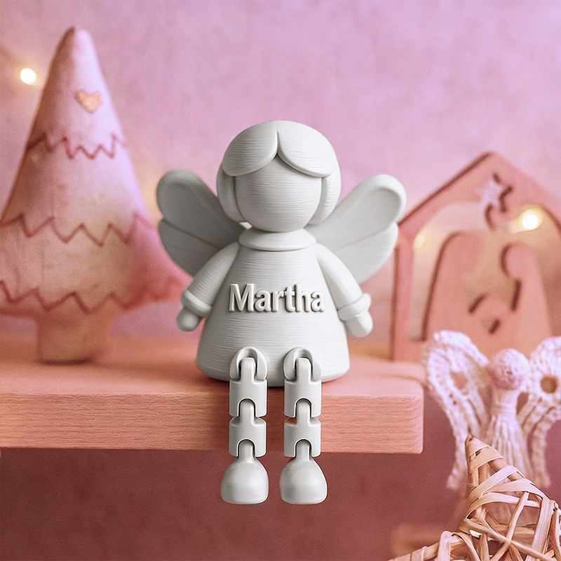 Personalized Guardian Angel 3D Printable Flexi Angel Figure with Custom Name Articulated Shelf Ornament Christian Home Decor for Girls
