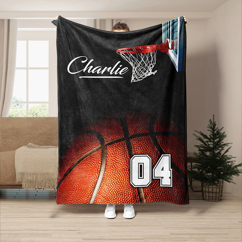 Personalized Basketball Player Blanket with Custom Name for Fans Gift